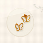 Elegant French Style 18K Gold Plated Stainless Steel Butterfly Stud Earrings for Women with Natural White Shell styled ecommerce image for women