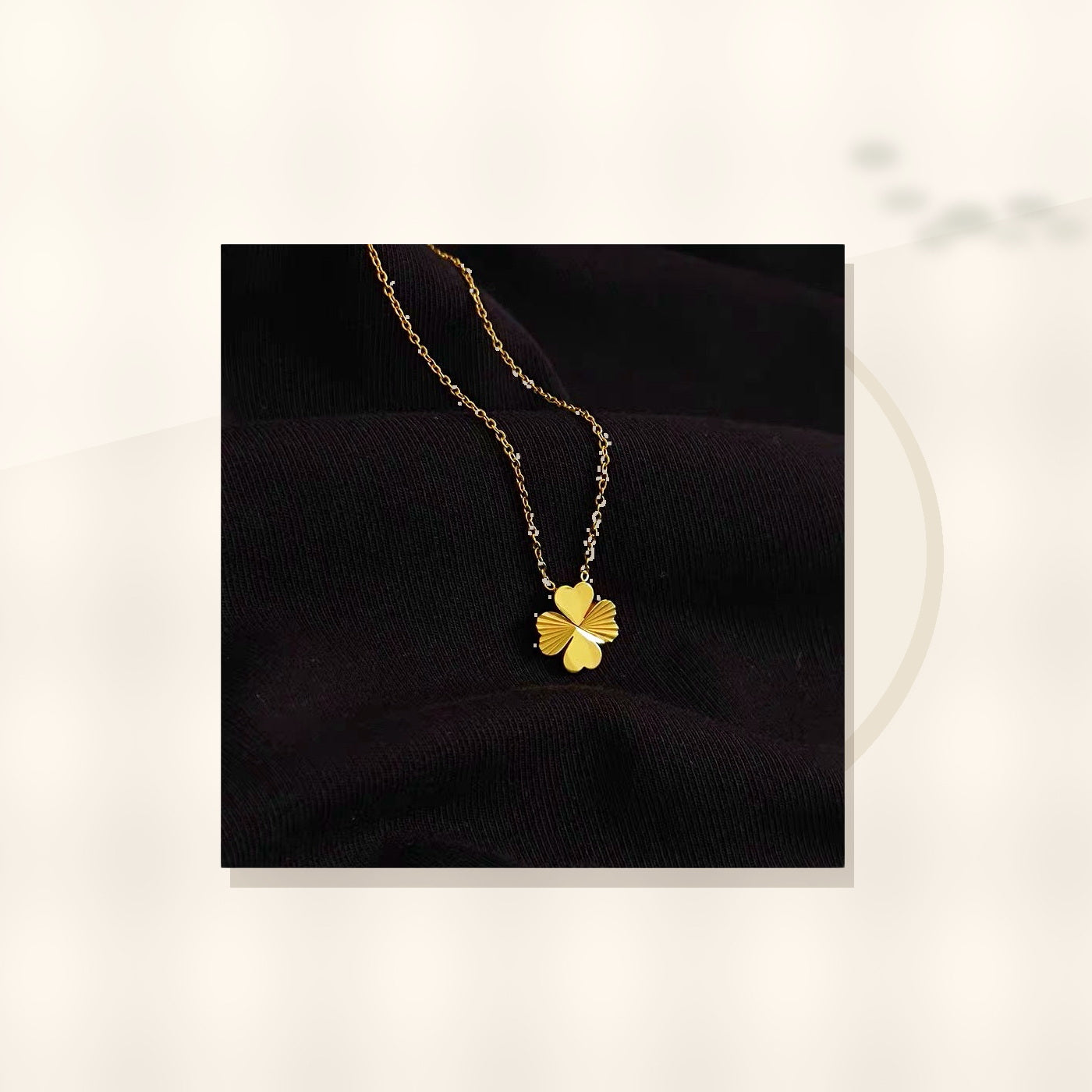 Natural Style Clover Pendant Necklace for Women in Titanium Steel with O-Chain Design for Sweater Layering styled ecommerce image for women