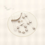 Minimalist Five-Petal Flower Necklace Set in Titanium Steel with Laser-Cut Clover Design, Electroplated Finish, O-Chain, for Women styled ecommerce image for women