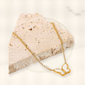 Butterfly Pendant Necklace in Stainless Steel with 14K Gold Plating for Women, Round Bead Chain, Animal-Inspired Minimalist Design styled ecommerce image for women