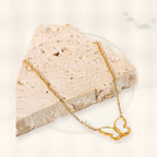 Butterfly Pendant Necklace in Stainless Steel with 14K Gold Plating for Women, Round Bead Chain, Animal-Inspired Minimalist Design styled ecommerce image for women