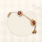 Elegant Floral Hand Chain for Women Made of Brass with Zircon Inlay, Minimalist Luxury Style Bracelet for Daily Wear and Office Use styled ecommerce image for women