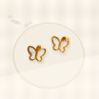 Elegant French Style 18K Gold Plated Stainless Steel Butterfly Stud Earrings for Women with Natural White Shell styled ecommerce image for women