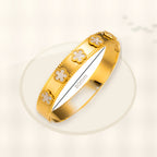 Fashionable Stainless Steel Clover Bracelet for Women with Mother-of-Pearl Inlay, Hypoallergenic Electroplated Finish, Geometric Oval Design styled ecommerce image for women