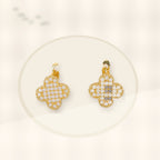 Elegant Four-Leaf Clover Earrings in Copper with 18K Gold Plating and Zircon Inlay, Floral and Geometric Design, Women's Fashion Jewelry styled ecommerce image for women