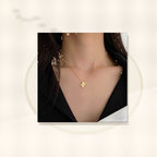Natural Style Clover Pendant Necklace for Women in Titanium Steel with O-Chain Design for Sweater Layering styled ecommerce image for women