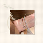 Elegant Floral Hand Chain for Women Made of Brass with Zircon Inlay, Minimalist Luxury Style Bracelet for Daily Wear and Office Use styled ecommerce image for women