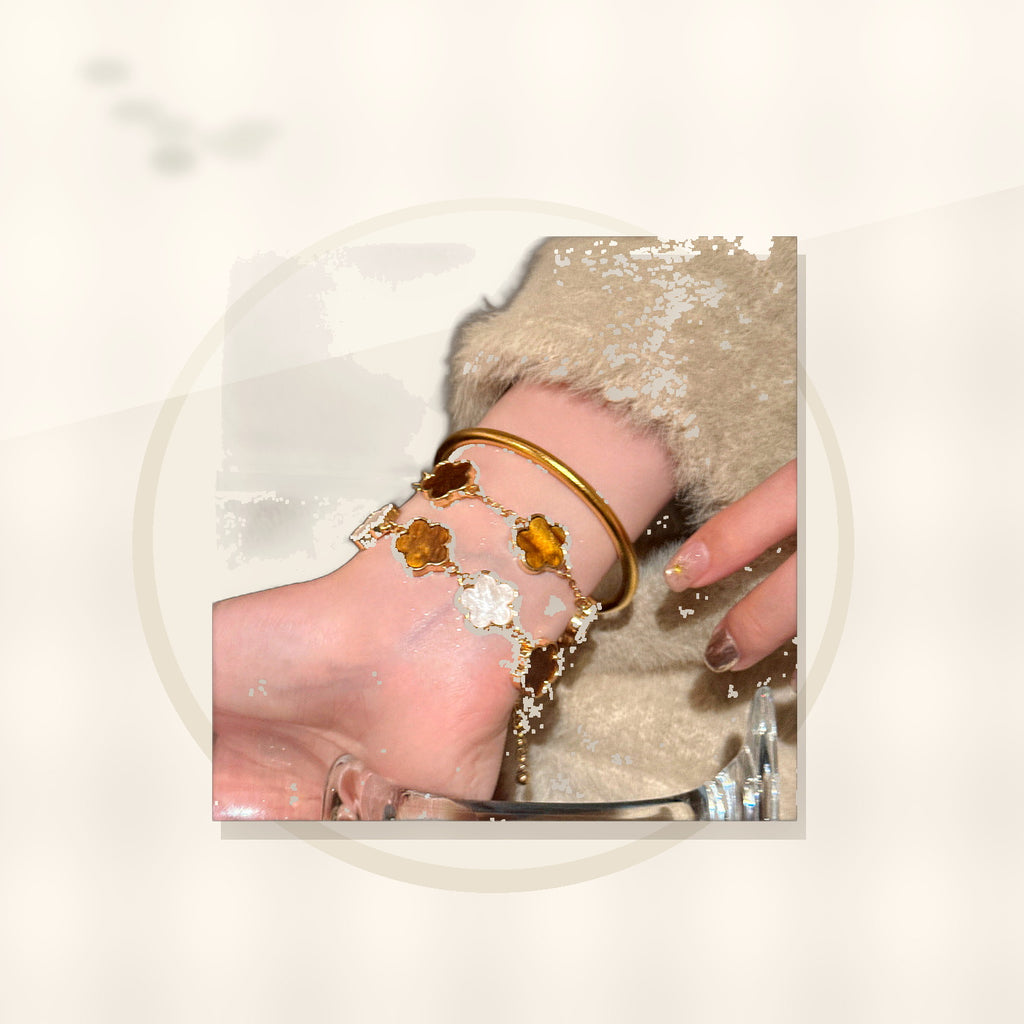Elegant Floral Enamel Bracelet for Women in Alloy with Vintage Minimalist Style styled ecommerce image for women