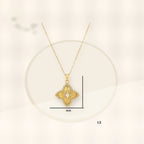 Minimalist Geometric Four-Sided Clover Pendant Necklace for Women in Titanium Steel with Rhinestone Inlay and Plated Finish styled ecommerce image for women