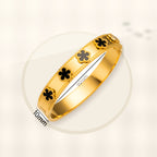 Fashionable Stainless Steel Clover Bracelet for Women with Mother-of-Pearl Inlay, Hypoallergenic Electroplated Finish, Geometric Oval Design styled ecommerce image for women
