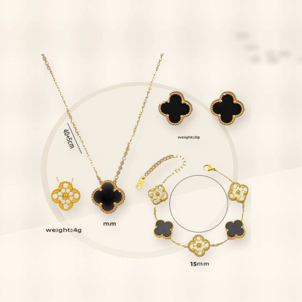 Elegant Four-Leaf Clover Bracelet with Rhinestone Inlay in Titanium Steel, Adjustable Two-Way Design for Women styled ecommerce image for women