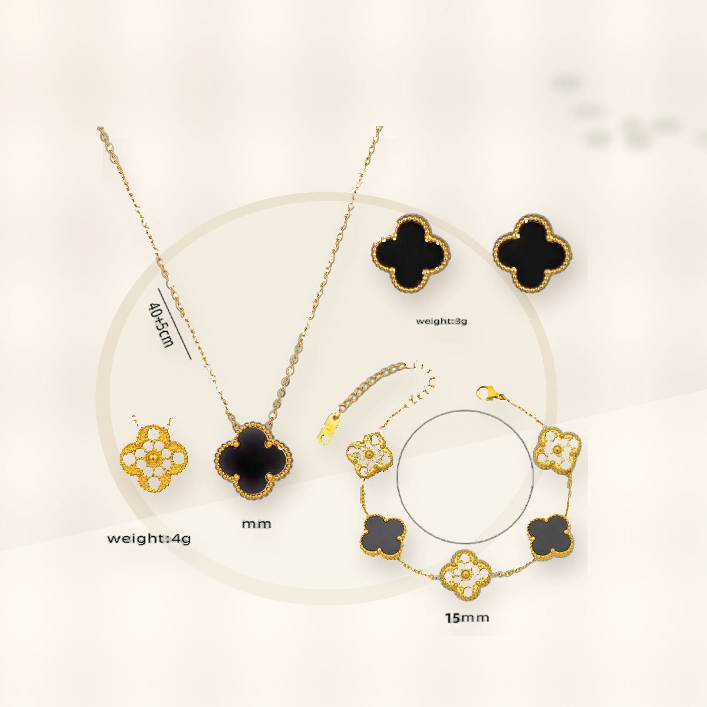 Elegant Four-Leaf Clover Bracelet with Rhinestone Inlay in Titanium Steel, Adjustable Two-Way Design for Women styled ecommerce image for women