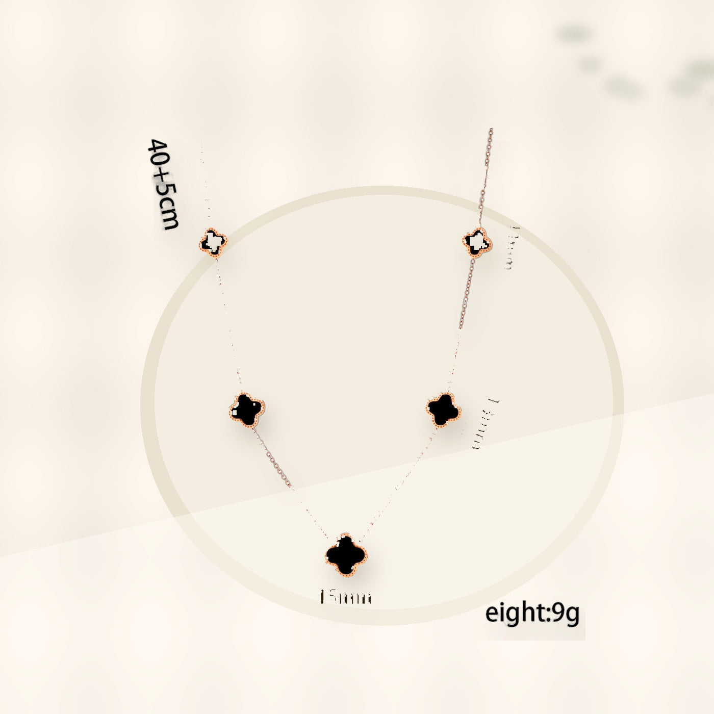 Light Luxury 18K Rose Gold Plated Geometric Four-Leaf Clover Titanium Steel Necklace for Women styled ecommerce image for women