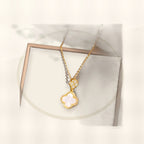 Luxury Style Clover-Shaped Titanium Steel Necklace and Earrings Set with Micro-Pavé Setting for Women and Men styled ecommerce image for women
