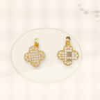 Elegant Four-Leaf Clover Earrings in Copper with 18K Gold Plating and Zircon Inlay, Floral and Geometric Design, Women's Fashion Jewelry styled ecommerce image for women