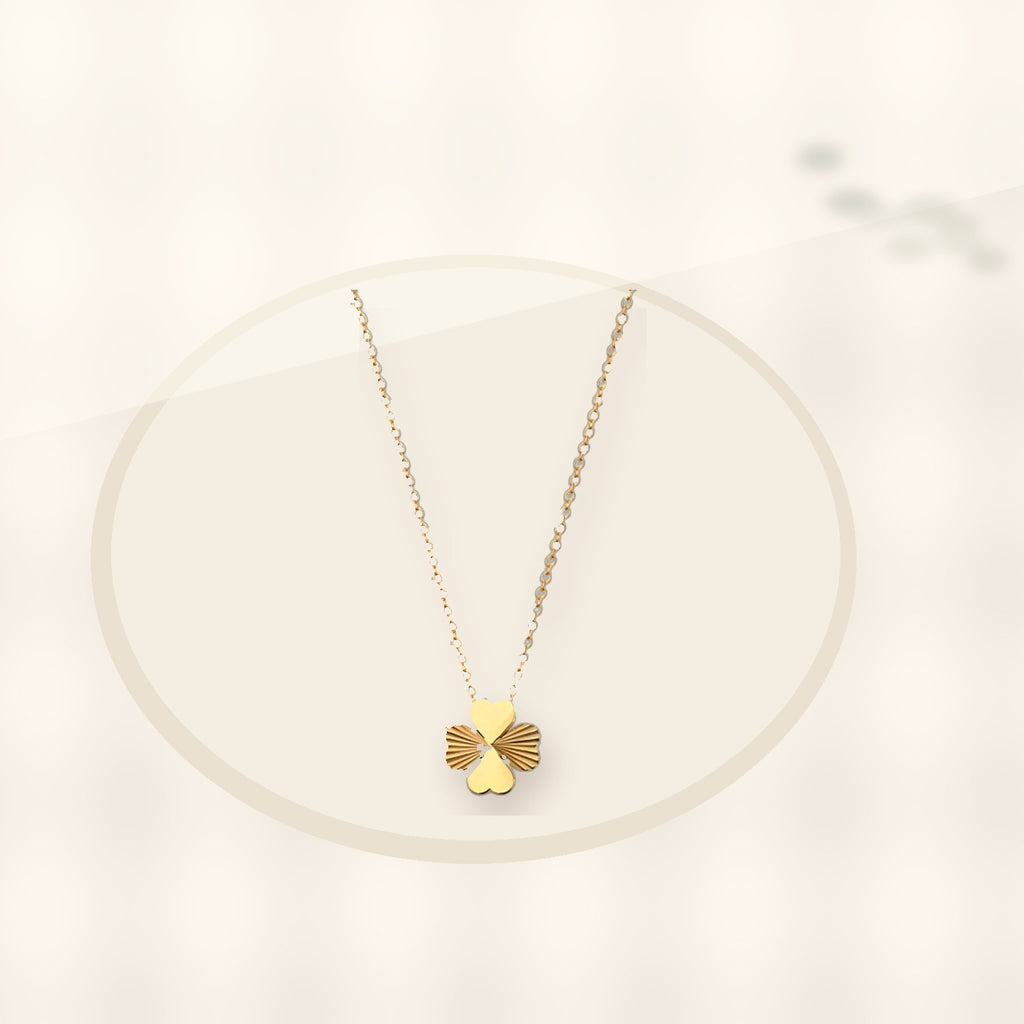 Natural Style Clover Pendant Necklace for Women in Titanium Steel with O-Chain Design for Sweater Layering styled ecommerce image for women