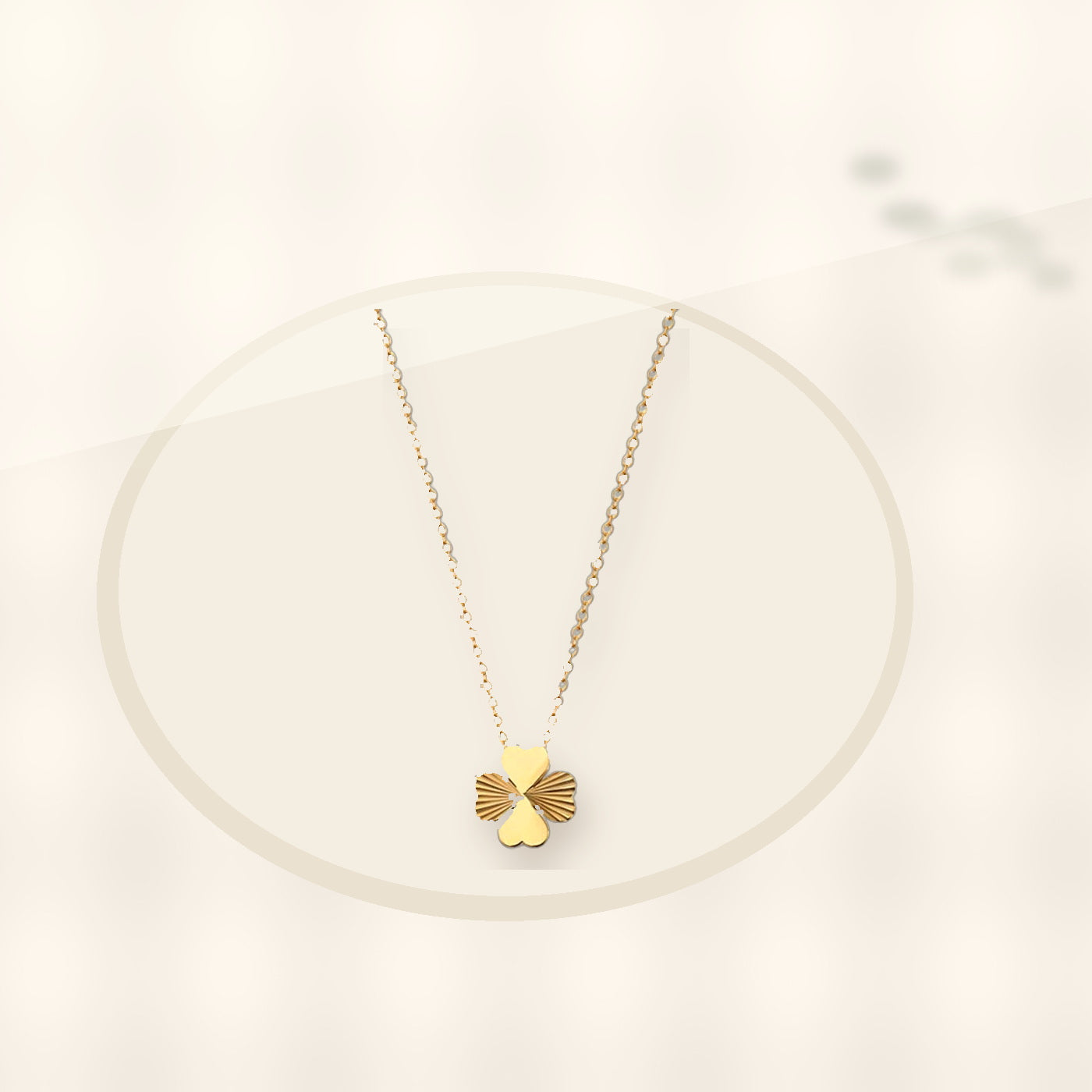 Natural Style Clover Pendant Necklace for Women in Titanium Steel with O-Chain Design for Sweater Layering styled ecommerce image for women