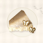 Elegant French Style 18K Gold Plated Stainless Steel Butterfly Stud Earrings for Women with Natural White Shell styled ecommerce image for women
