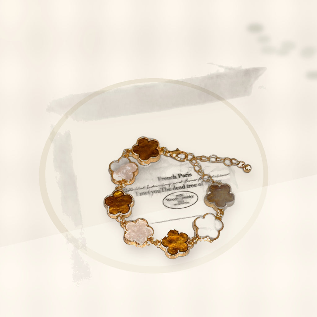 Elegant Floral Enamel Bracelet for Women in Alloy with Vintage Minimalist Style styled ecommerce image for women