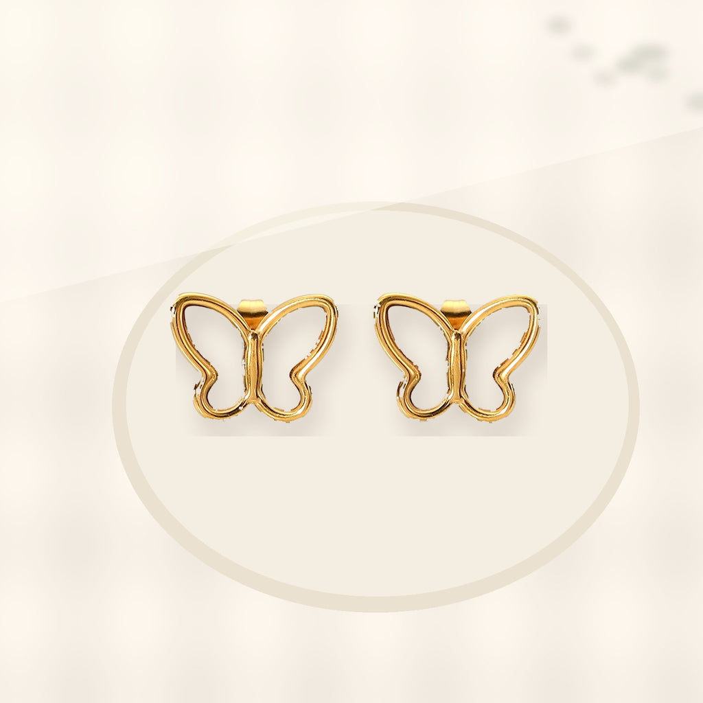 Elegant French Style 18K Gold Plated Stainless Steel Butterfly Stud Earrings for Women with Natural White Shell styled ecommerce image for women