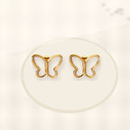 Elegant French Style 18K Gold Plated Stainless Steel Butterfly Stud Earrings for Women with Natural White Shell styled ecommerce image for women