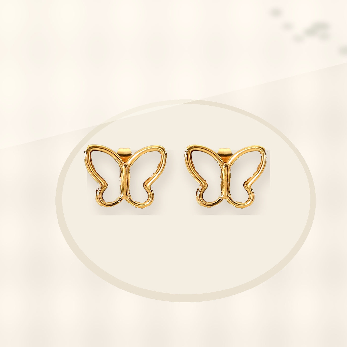 Elegant French Style 18K Gold Plated Stainless Steel Butterfly Stud Earrings for Women with Natural White Shell styled ecommerce image for women