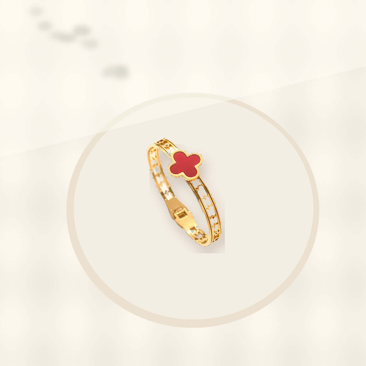 Minimalist Lucky Clover Shaped Titanium Steel Bracelet with Vacuum Plating for Women styled ecommerce image for women