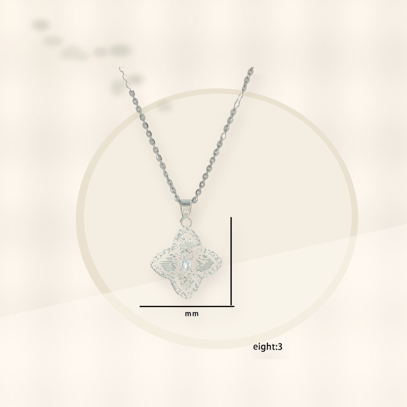 Minimalist Geometric Four-Sided Clover Pendant Necklace for Women in Titanium Steel with Rhinestone Inlay and Plated Finish styled ecommerce image for women