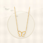 Butterfly Pendant Necklace in Stainless Steel with 14K Gold Plating for Women, Round Bead Chain, Animal-Inspired Minimalist Design styled ecommerce image for women