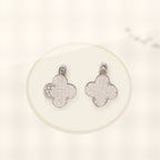 Elegant Four-Leaf Clover Earrings in Copper with 18K Gold Plating and Zircon Inlay, Floral and Geometric Design, Women's Fashion Jewelry styled ecommerce image for women