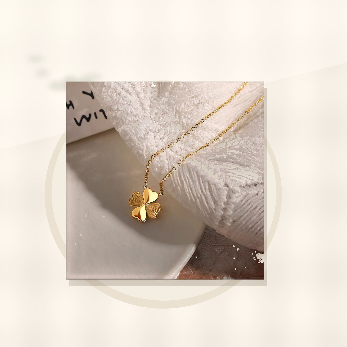 Natural Style Clover Pendant Necklace for Women in Titanium Steel with O-Chain Design for Sweater Layering styled ecommerce image for women
