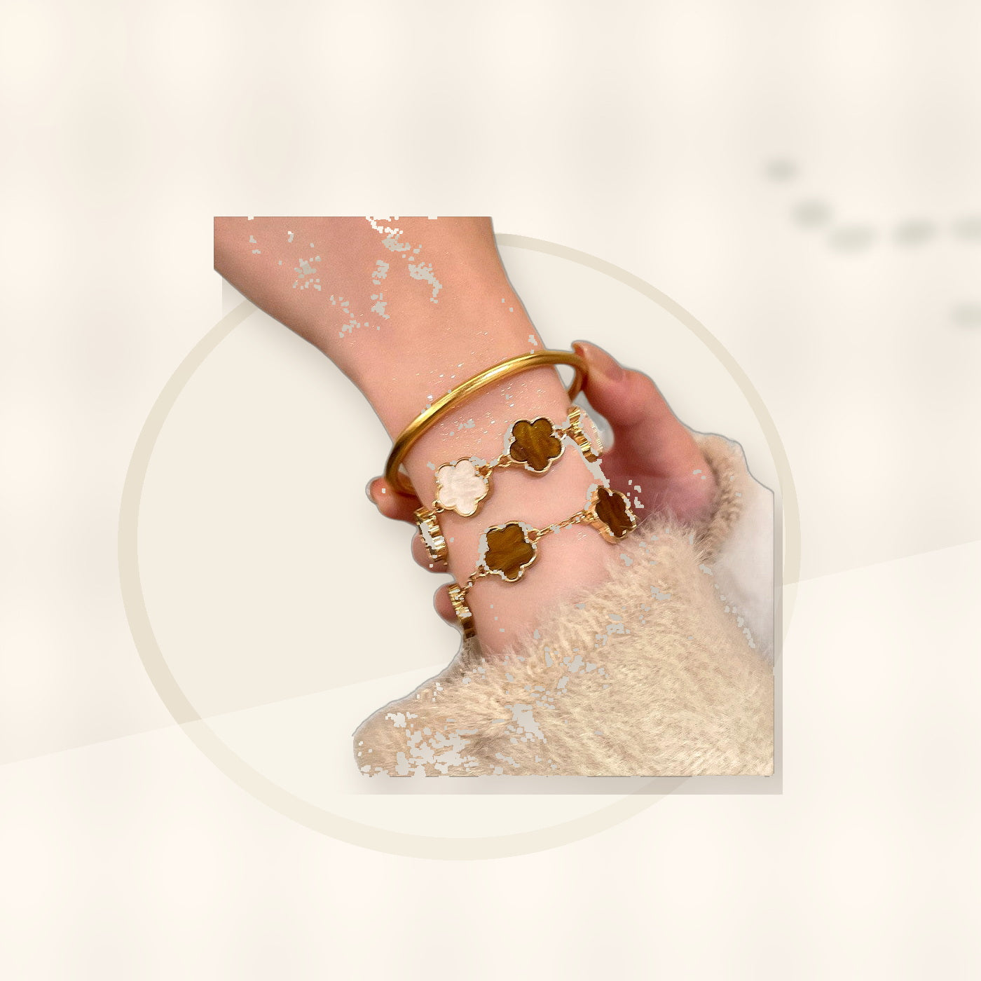 Elegant Floral Enamel Bracelet for Women in Alloy with Vintage Minimalist Style styled ecommerce image for women