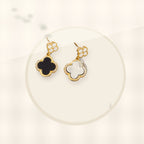 Luxury Style Clover-Shaped Titanium Steel Necklace and Earrings Set with Micro-Pavé Setting for Women and Men styled ecommerce image for women