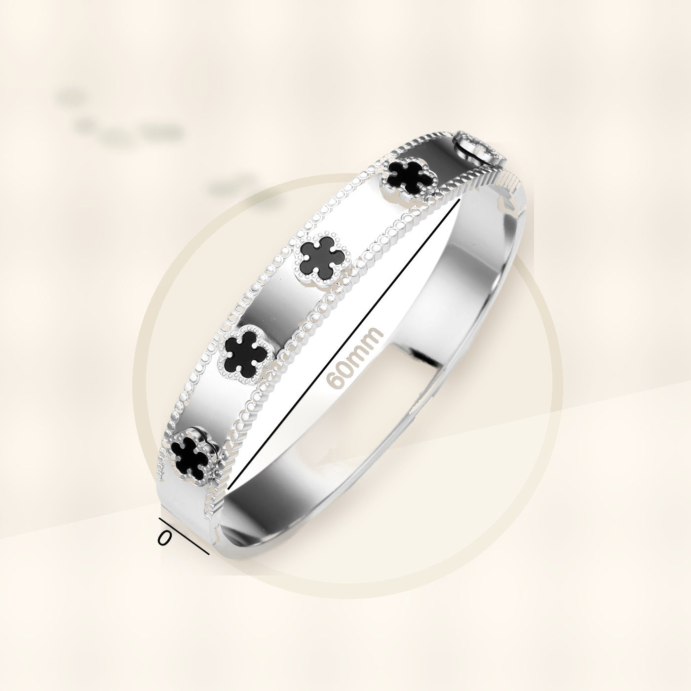 Fashionable Stainless Steel Clover Bracelet for Women with Mother-of-Pearl Inlay, Hypoallergenic Electroplated Finish, Geometric Oval Design styled ecommerce image for women