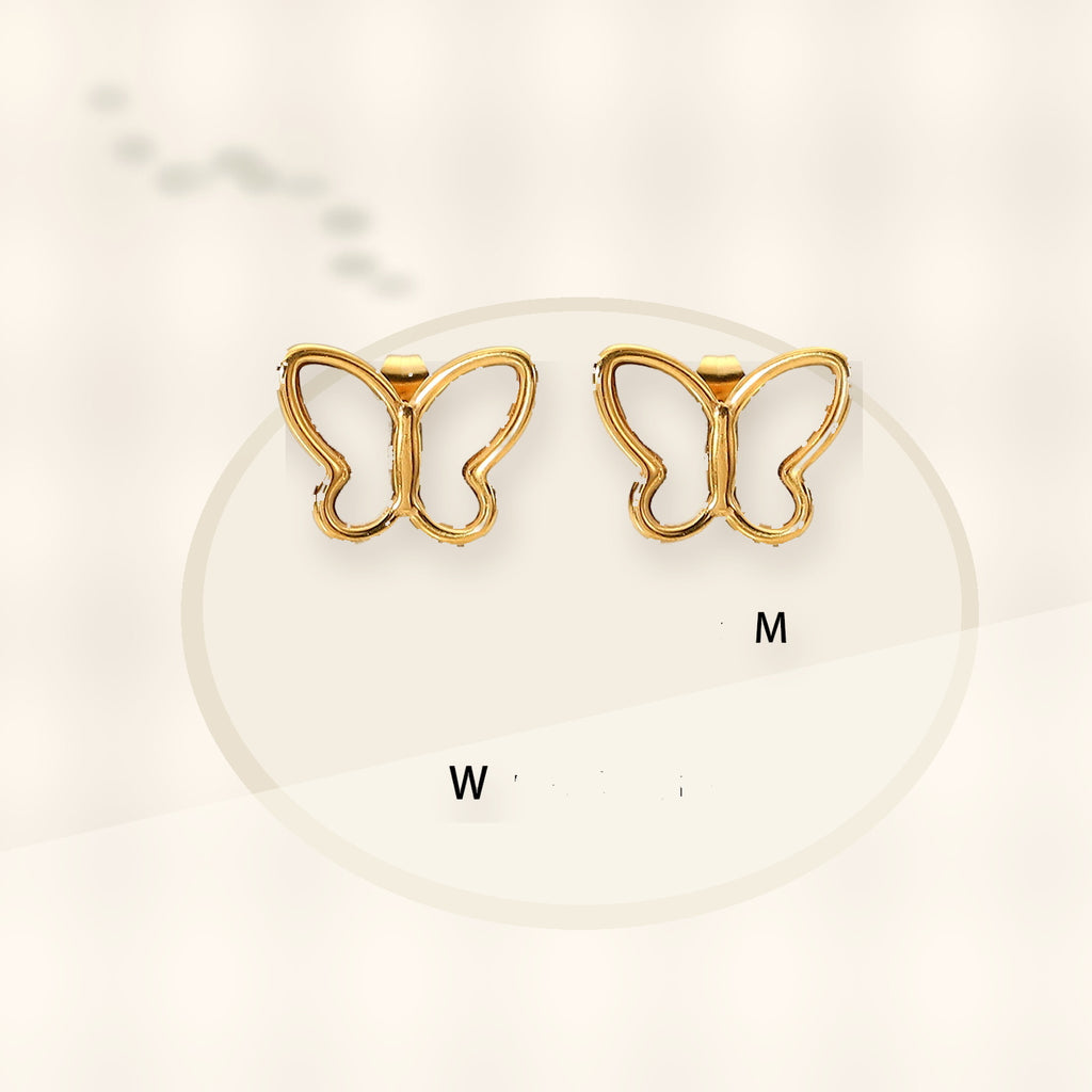 Elegant French Style 18K Gold Plated Stainless Steel Butterfly Stud Earrings for Women with Natural White Shell styled ecommerce image for women