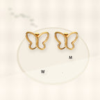 Elegant French Style 18K Gold Plated Stainless Steel Butterfly Stud Earrings for Women with Natural White Shell styled ecommerce image for women