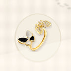 Butterfly-Shaped Minimalist Copper Ring with 18K Gold Plating and Micro-Pave Zirconia Accents for Women styled ecommerce image for women