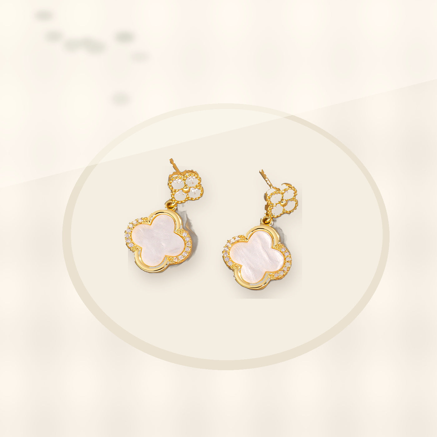 Luxury Style Clover-Shaped Titanium Steel Necklace and Earrings Set with Micro-Pavé Setting for Women and Men styled ecommerce image for women
