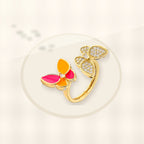 Butterfly-Shaped Minimalist Copper Ring with 18K Gold Plating and Micro-Pave Zirconia Accents for Women styled ecommerce image for women