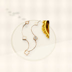 Light Luxury 18K Rose Gold Plated Geometric Four-Leaf Clover Titanium Steel Necklace for Women styled ecommerce image for women