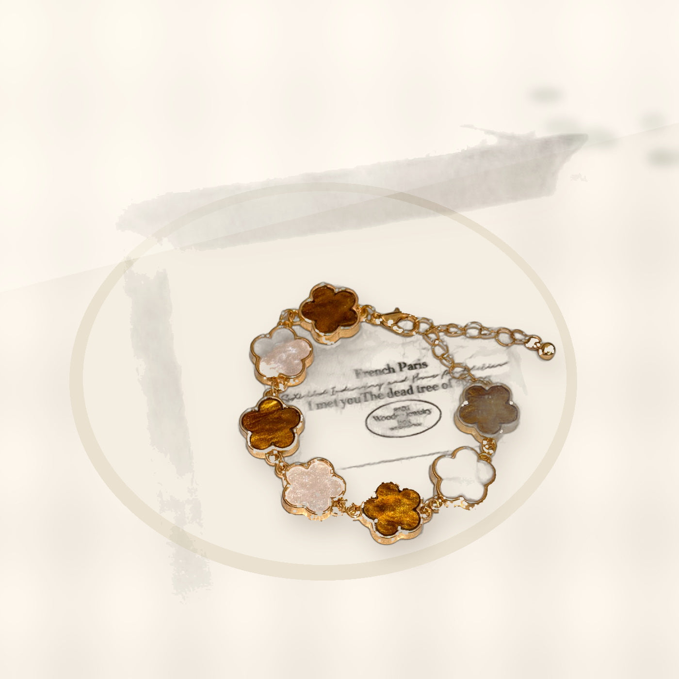 Elegant Floral Enamel Bracelet for Women in Alloy with Vintage Minimalist Style styled ecommerce image for women
