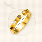 Fashionable Stainless Steel Clover Bracelet for Women with Mother-of-Pearl Inlay, Hypoallergenic Electroplated Finish, Geometric Oval Design styled ecommerce image for women