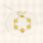 Minimalist Five-Petal Flower Necklace Set in Titanium Steel with Laser-Cut Clover Design, Electroplated Finish, O-Chain, for Women styled ecommerce image for women