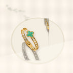 Minimalist Lucky Clover Shaped Titanium Steel Bracelet with Vacuum Plating for Women styled ecommerce image for women