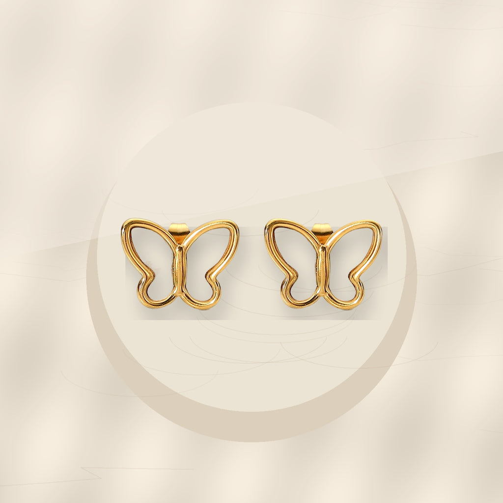 Elegant French Style Gold Electroplated 316L Stainless Steel Butterfly Stud Earrings for Women with Natural White Shell - ivory marble minimal luxury product photo