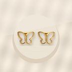 Elegant French Style Gold Electroplated 316L Stainless Steel Butterfly Stud Earrings for Women with Natural White Shell - ivory marble minimal luxury product photo