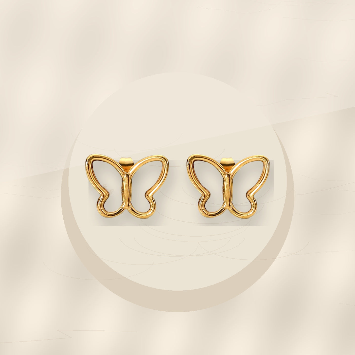 Elegant French Style Gold Electroplated 316L Stainless Steel Butterfly Stud Earrings for Women with Natural White Shell - ivory marble minimal luxury product photo