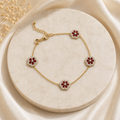 Elegant Floral Hand Chain for Women Made of 316L Stainless Steel with Zircon Inlay, Minimalist Luxury Style Bracelet for Daily Wear and Office Use - ivory marble minimal luxury product photo