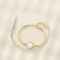 Fashionable Minimalist Four-Leaf Clover Bracelet for Women in 316L 316L Stainless Steel with Gold Electroplated Hypoallergenic Fade-Resistant Finish - ivory marble minimal luxury product photo