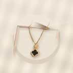 Luxury Style Clover-Shaped 316L 316L Stainless Steel Necklace and Earrings Set with Micro-Pavé Setting for Women and Men - ivory marble minimal luxury product photo